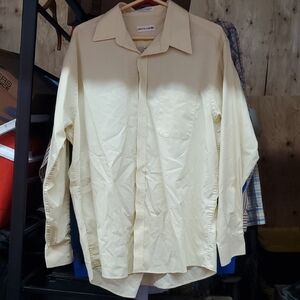 Pierre Cardin Men's Button Down Dress Shirt GPWC Size 17-34/35 Yellow